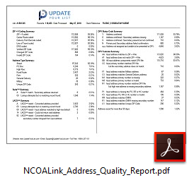 NCOALink Change Of Address Quality Report